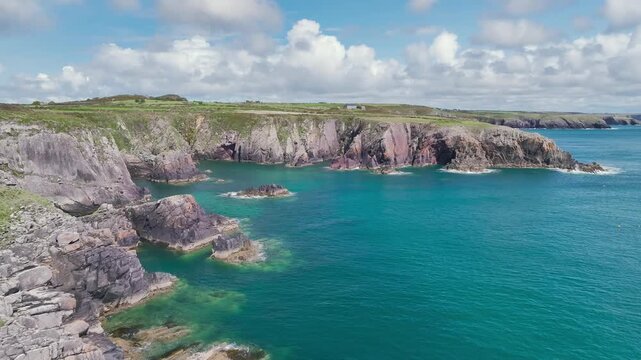 Cliffs over Porthclais, St Davids, Haverfordwest, Wales, England, United Kingdom