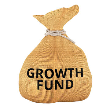 Growth fund money sack for investment capital and business expansion. 3D rendering