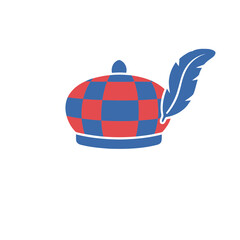 Red and blue checkered hat with feather © Abugagi
