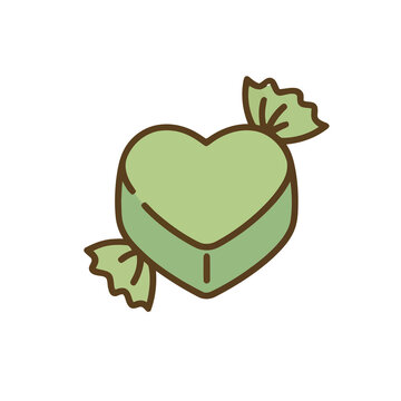 Green heart candy in wrapper
