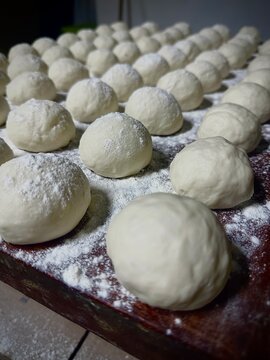 rolling pin on flour