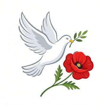 Dove with poppy