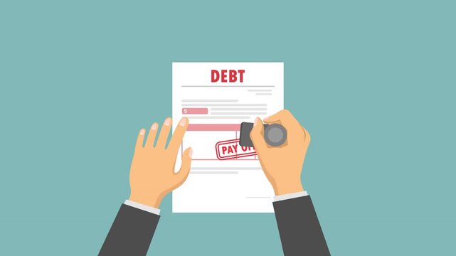 debt pay off video animation flat concept