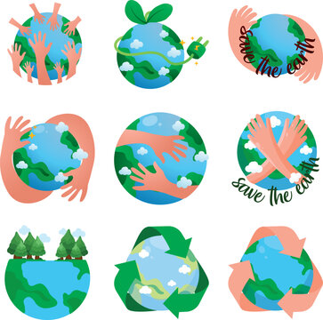 Earth Day Environmental Protection and Sustainability Illustration Set