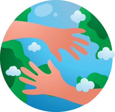 Caring Hands Around Earth Globe for Environmental Protection