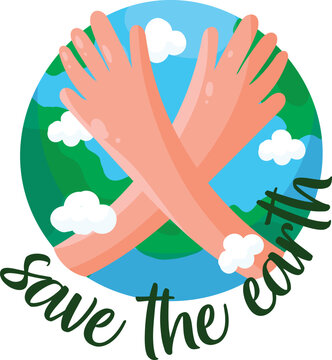 Crossed Hands Save the Earth Environmental Awareness Illustration