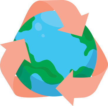 Circular Recycling Arrows with Planet Earth Sustainability Concept