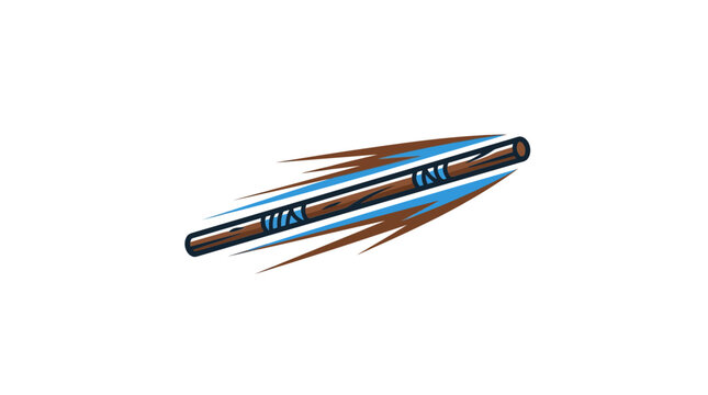 Martial Arts Wooden Bo Staff with Motion Lines Vector Illustration