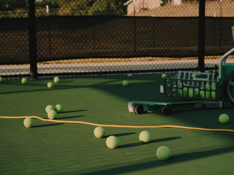tennis court and ball