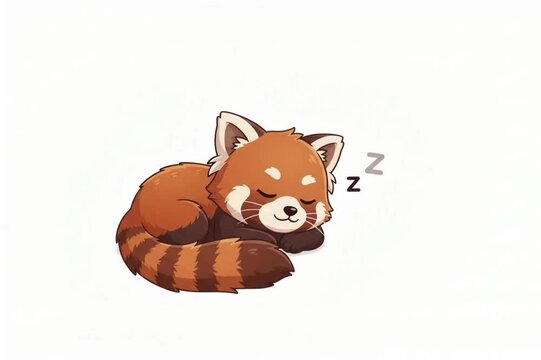 Digital illustration of a cute sleeping red panda curled up with Z symbols on a clean white background
