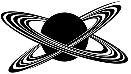 Minimalist Black Saturn Planet Icon with Rings © kiki__
