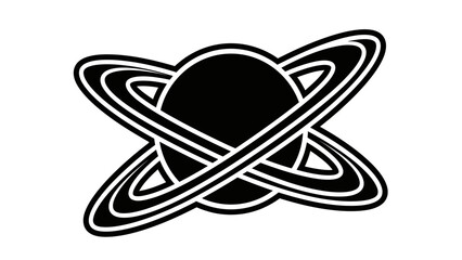 Minimalist Black and White Planet Saturn Icon © kiki__