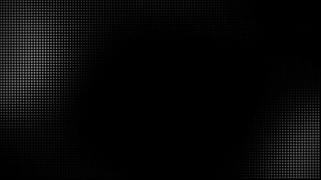 Black and white halftone dot gradient background animation loop