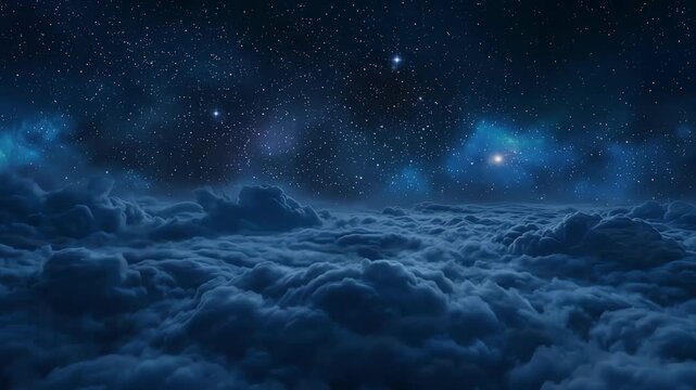 Dramatic clouds under starry night
