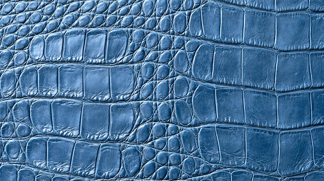 Blue crocodile skin leather texture background with dramatic lighting. Perfect for luxury fashion and accessory design backgrounds.