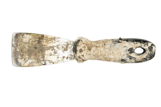 Dirty putty knife scraper tool with paint debris