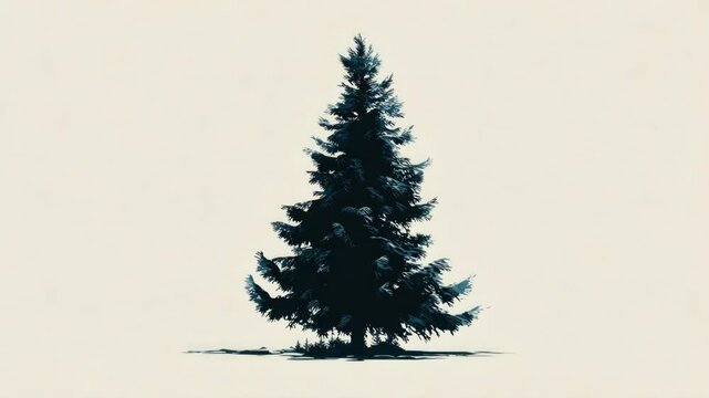 Majestic evergreen pine tree isolated on a minimalist white background