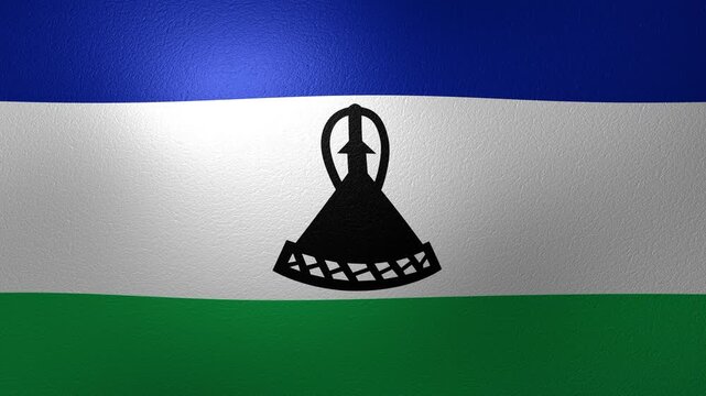 Waving Lesotho flag as a national symbol