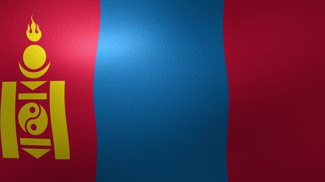 Mongolian flag waving in the wind animation