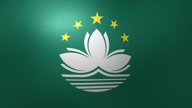 Macanese national flag of Macau waving