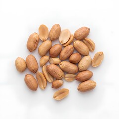 Obraz premium Raw Unshelled Peanuts on White Background for Cooking and Snacks.