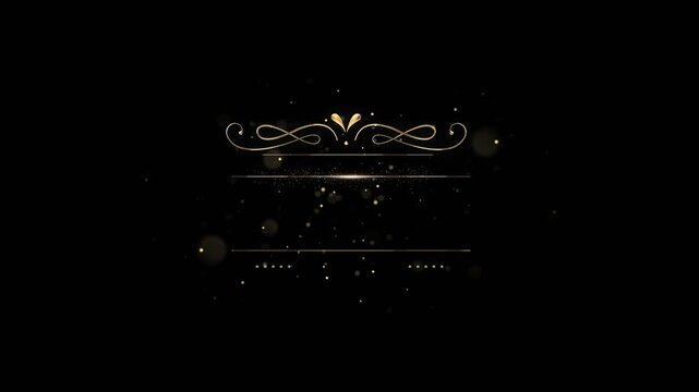 luxury golden shining line design intro reveal with place for text and alpha channel