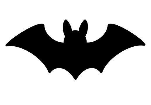 Black Bat Silhouette Isolated on Transparent Background, Halloween Design