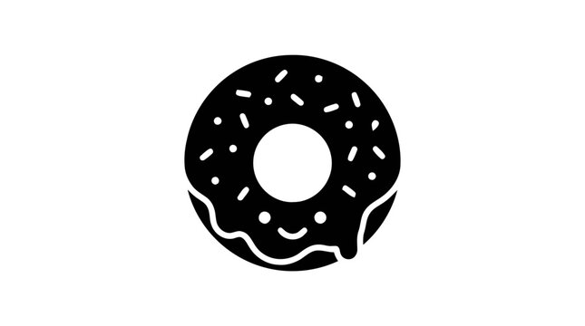 Vector illustration of cute donut with sprinkles icon on a transparent background