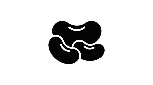 Vector illustration of black silhouette icon of a group of kidney beans on a transparent background