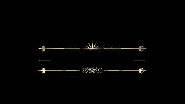 luxury golden shining line design intro reveal with place for text and alpha channel