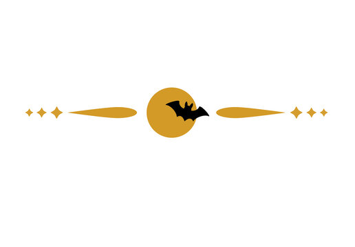 Black Bat Flying and Full Moon Halloween Divider