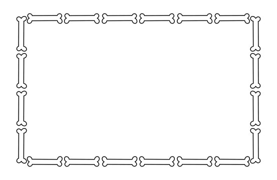 Black Bone Outline Halloween Border Frame