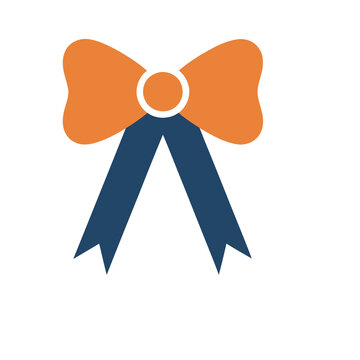 Orange and blue bow tie with ribbon