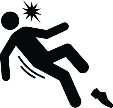 Person slipping and falling with spark effect on head