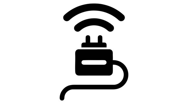 Vector illustration of icon of a smart plug with wireless signal on a transparent background