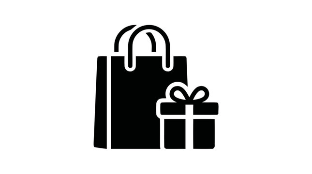 Vector illustration of shopping bag and gift box icon on a transparent background