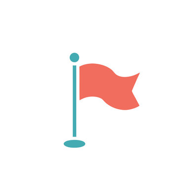 Red flag on pole icon