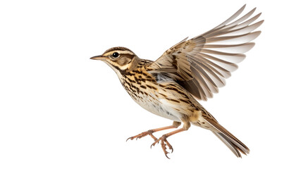 Fototapeta premium Small Bird in Flight with Spread Wings Isolated on a Transparent Background.