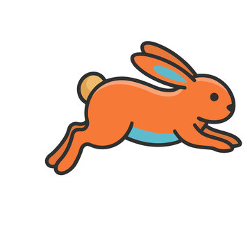 Orange rabbit running isolated on transparent background
