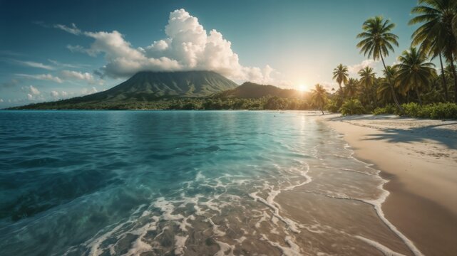 Premium scenic island view without people, buildings, boats, text, logos, watermarks or artifacts; elegant, detailed, and naturally composed.