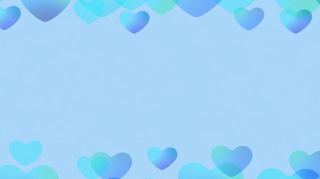 Floating blue hearts on light blue 4K