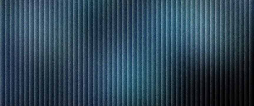 Industrial blue metal texture with vertical ridges. Corrugated steel wall background with dark shadows and metallic sheen. Ribbed aluminum panel surface for architectural design and banners.