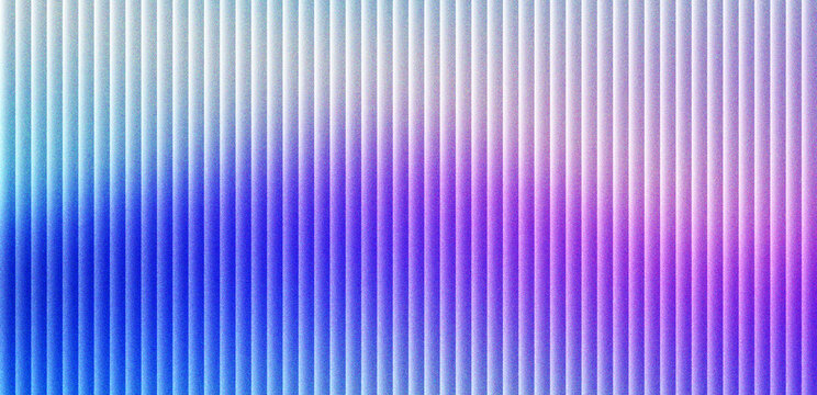 Abstract holographic corrugated metal texture with vertical lines. Vibrant purple and blue gradient on ribbed aluminum surface. Modern metallic background for tech branding and web banners.