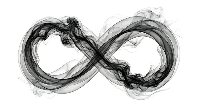 Abstract infinity symbol sketch with dynamic brush strokes on white background for branding and logo design