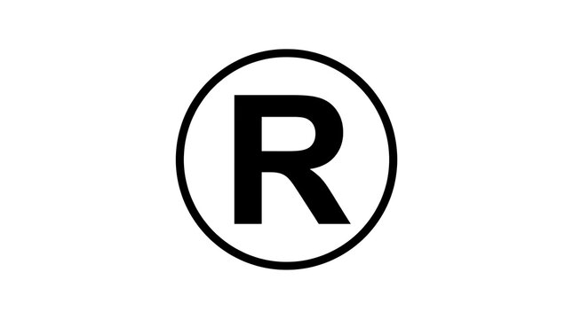 Registered trademark symbol in clean white circular frame for branding and legal documentation