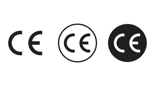 Ce marking certification logos in monochrome gradient style for product compliance documentation