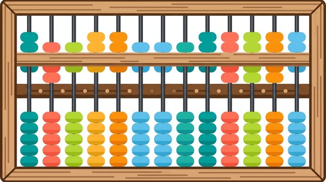 Colorful wooden abacus vector illustration for counting, math education, and learning arithmetic concepts, isolated on white background