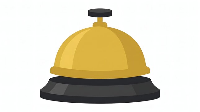 Gold and black hotel reception service bell vector icon for hospitality industry