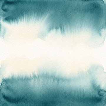 teal watercolor abstract background element with copy space for wedding invitations and spa branding design