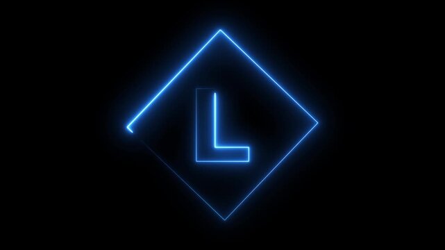 Glowing Neon Letter L Icon, Neon alpha b box icon glow with transparent background